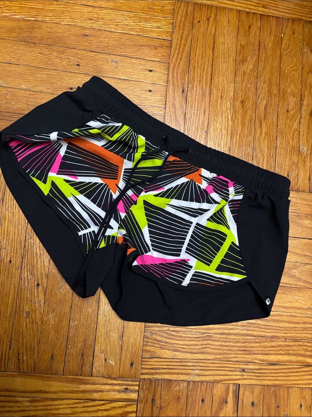 Fabletics Black Athletic Shorts with Neon Print